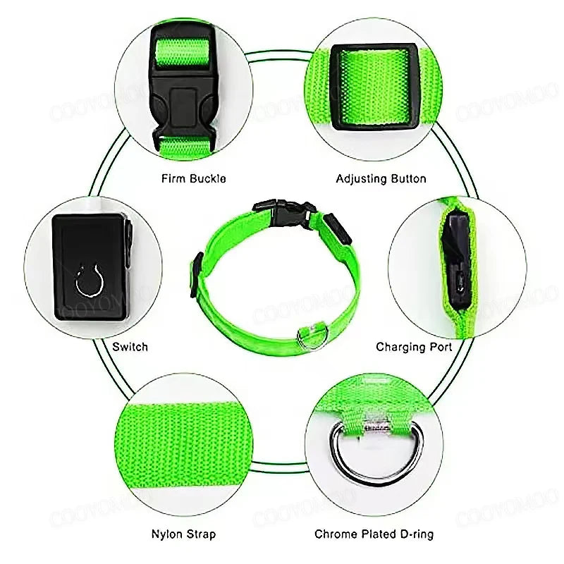 Dog Luminous LED Collar – USB Rechargeable Light-Up Safety Collar