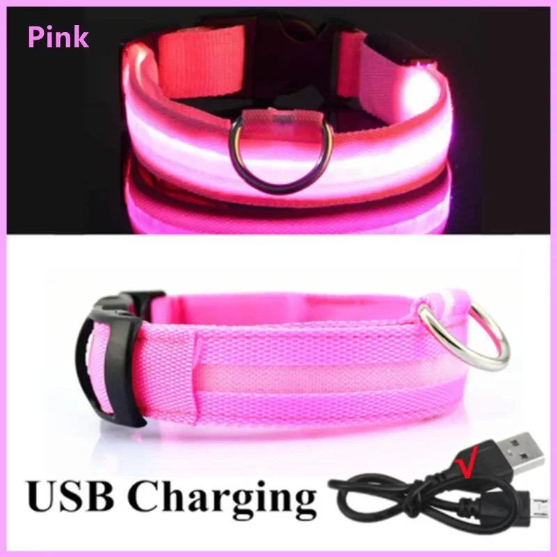 Dog Luminous LED Collar – USB Rechargeable Light-Up Safety Collar