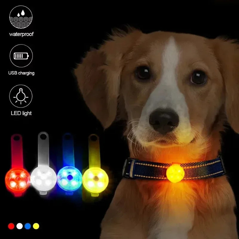 LED Pet Tracking Luminous Pendant Bright Ligh Dogs Collars Dog Wear Loss Weatherproof LED Safety Light USB Rechargeable Safety